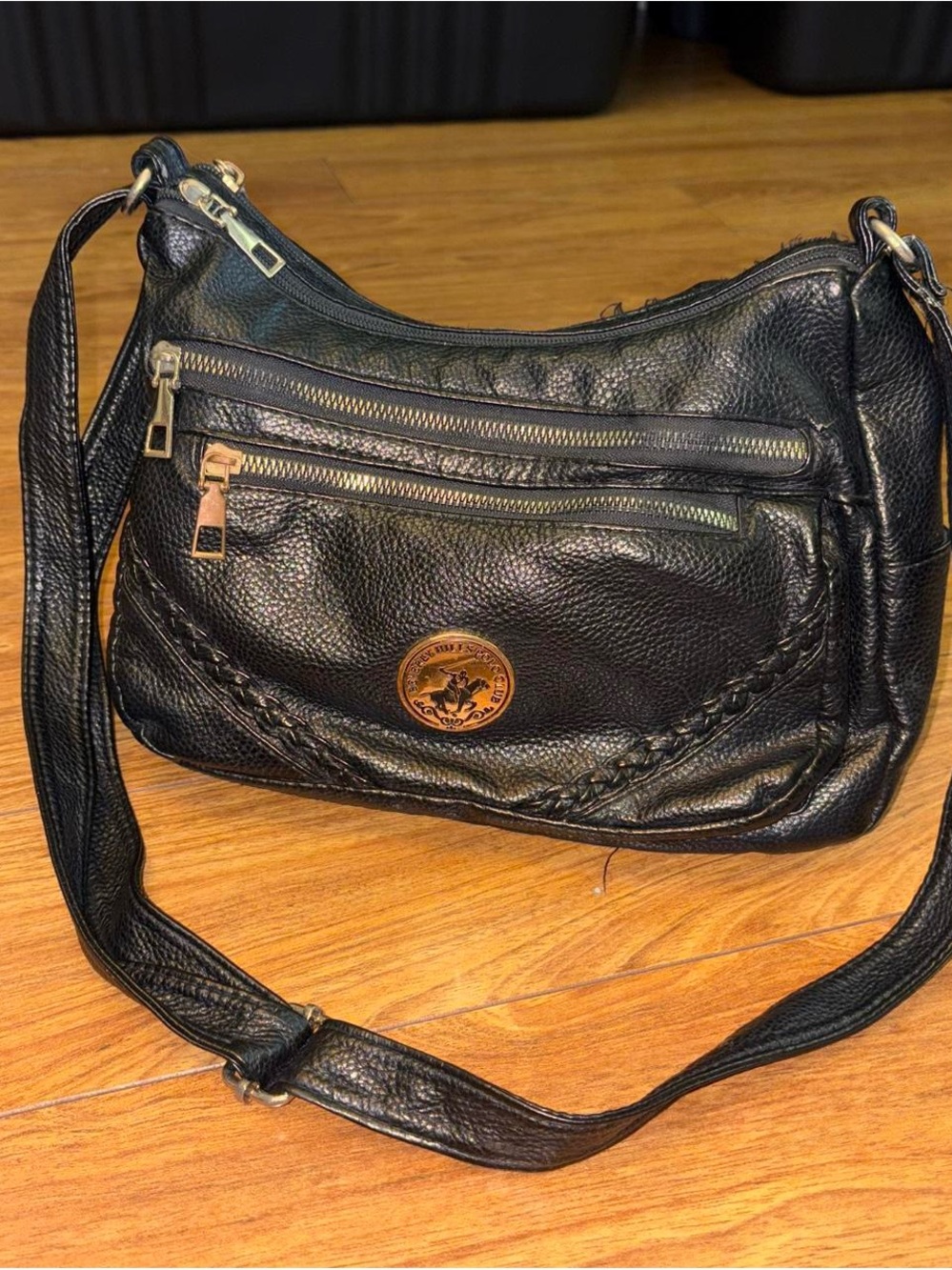 Beverly Hills Polo Club black leather crossbody bag